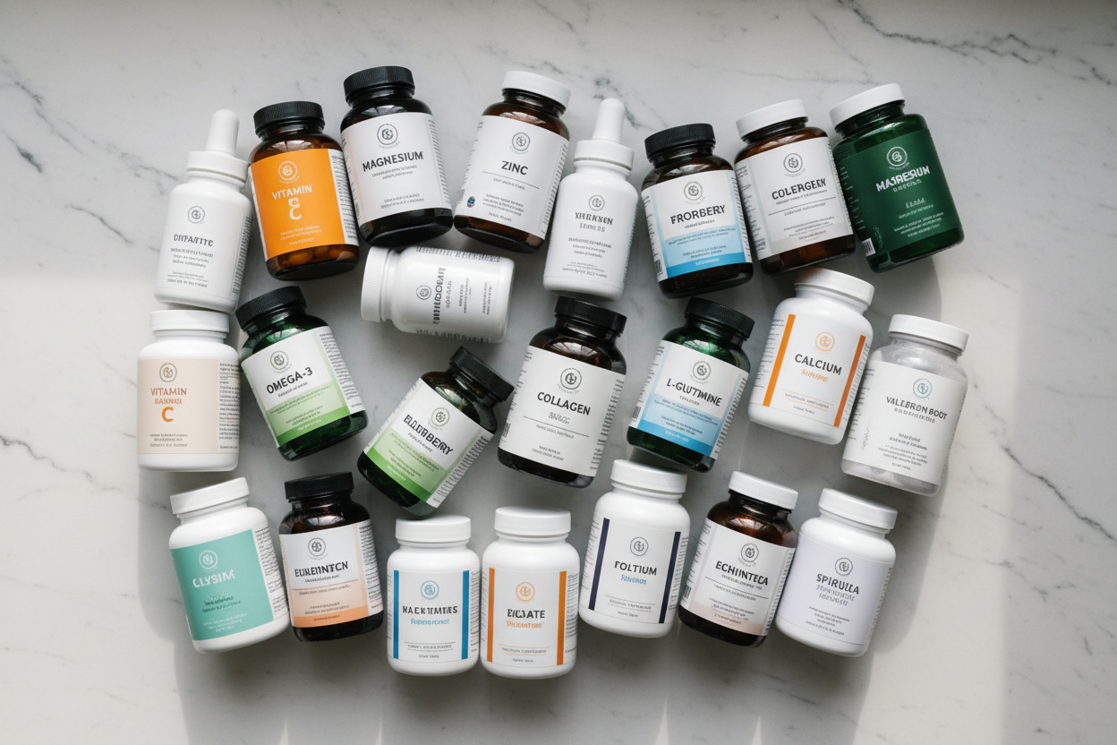 Individual Bottles of Supplements